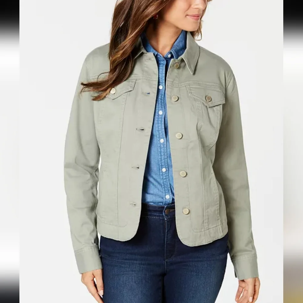 Charter Club Small Olive Green Denim Jacket Created for Macy's